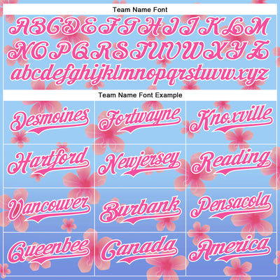 Custom Light Blue Pink-White 3D Cindy Suen Flowers Bloom Authentic Baseball Jersey