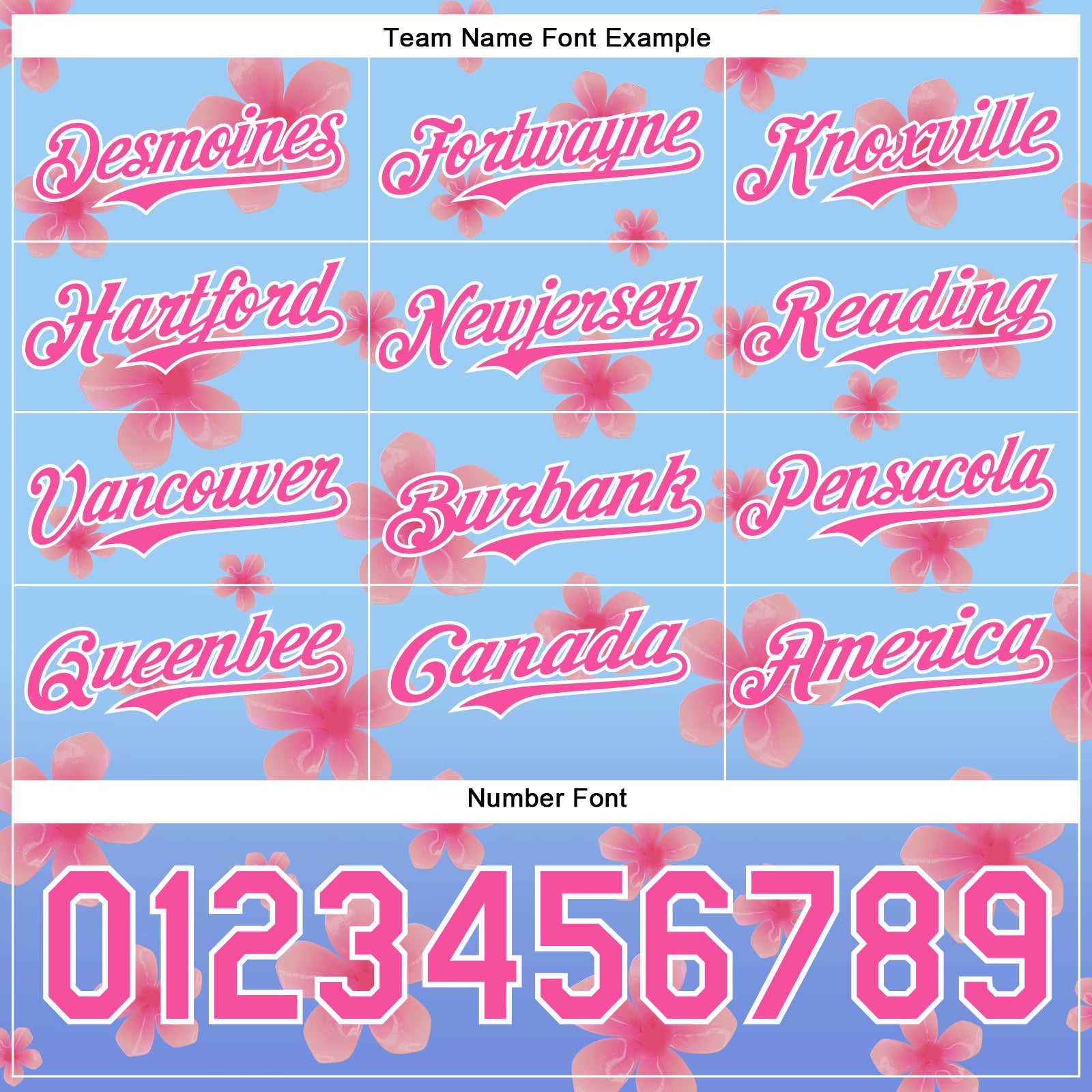 Custom Light Blue Pink-White 3D Cindy Suen Flowers Bloom Authentic Baseball Jersey