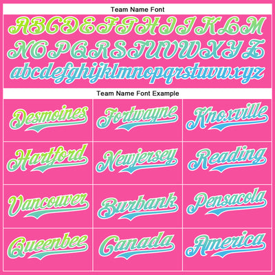 Custom Pink Neon Green-Sky Blue Fade 3D Cindy Suen Flowers Bloom Authentic Baseball Jersey