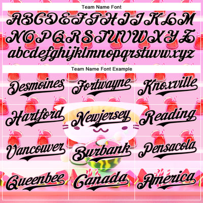 Custom Pink Black-Light Pink 3D Cindy Suen Watermelon Smoothies Authentic Baseball Jersey