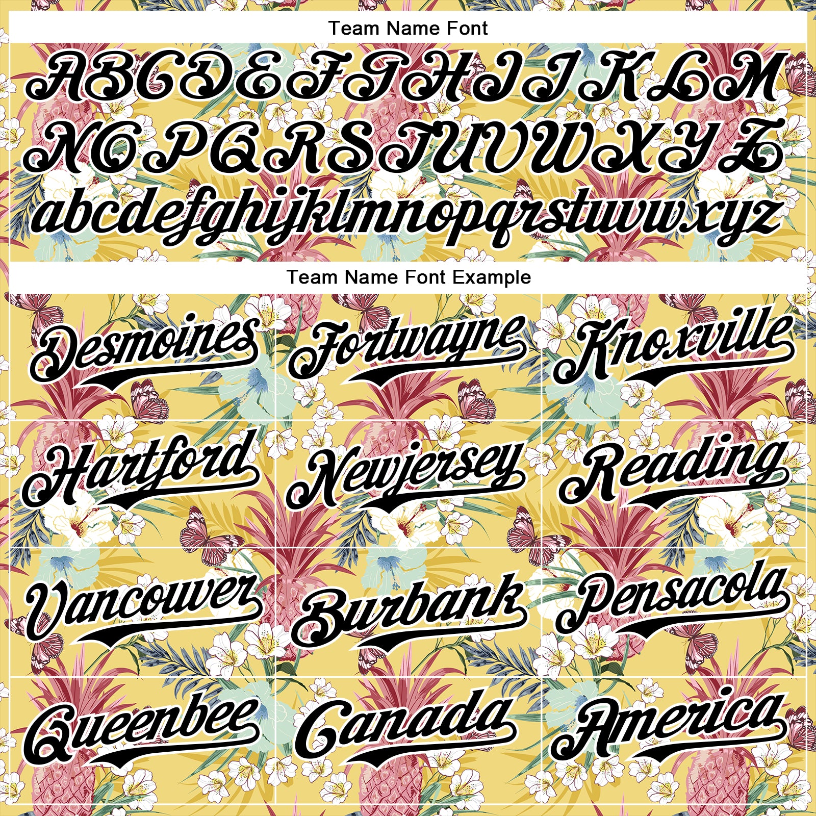 Custom Yellow Black-White 3D Hawaii Tropical Leaves Flower Pineapple Authentic Baseball Jersey