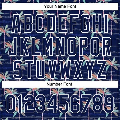 Custom Navy White 3D Hawaii Beach Tropical Palm Tree Authentic Baseball Jersey