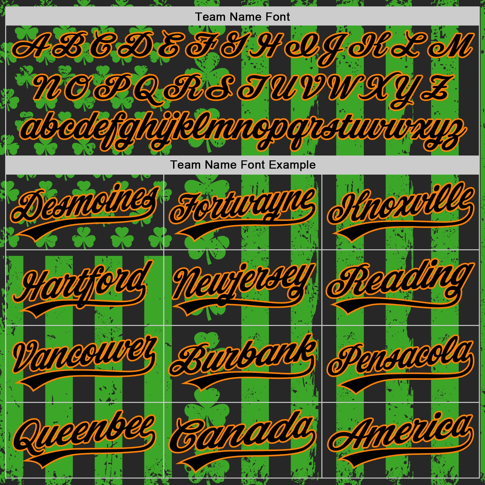 Custom Green Black-Bay Orange 3D St. Patrick's Day Shamrock Authentic Baseball Jersey