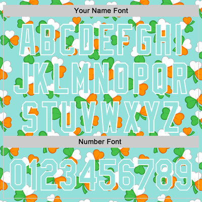 Custom Ice Blue Green-Bay Orange 3D St. Patrick's Day Shamrock Authentic Baseball Jersey