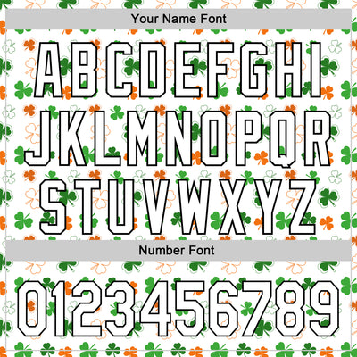 Custom White Black Green-Bay Orange 3D St. Patrick's Day Shamrock Authentic Baseball Jersey