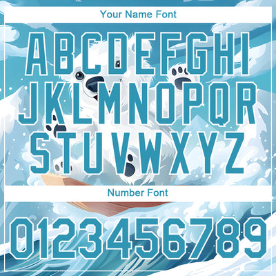 Custom Panther Blue White 3D Pattern Design Extreme Sport Cartoon Animal Bear Skiing Performance T-Shirt