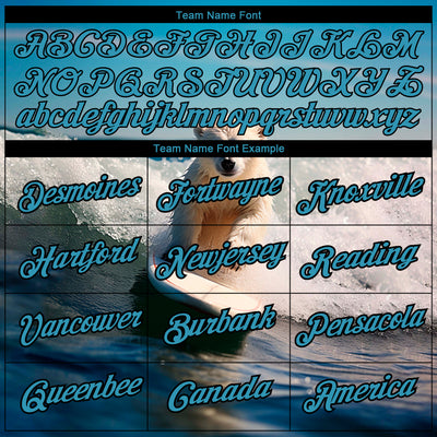 Custom Panther Blue Black 3D Pattern Design Extreme Sport Cartoon Animal Bear Surfing Performance T-Shirt