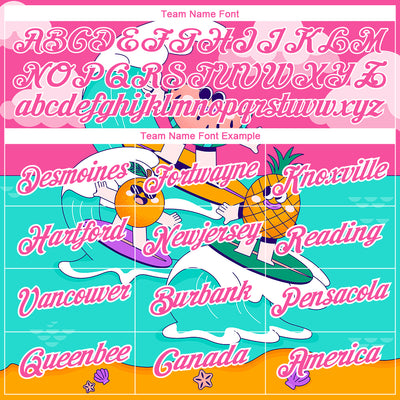 Custom Pink White 3D Pattern Design Extreme Sport Fruit Surfing Performance T-Shirt