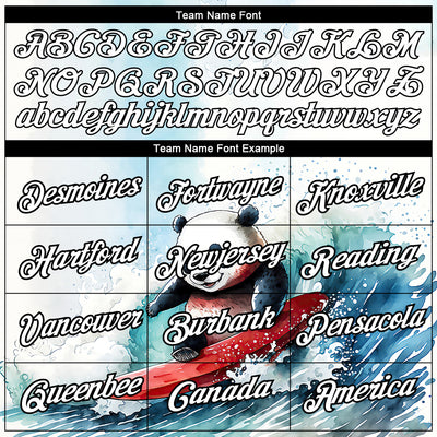 Custom White Black 3D Pattern Design Extreme Sport Cartoon Animal Panda Surfing Performance T-Shirt