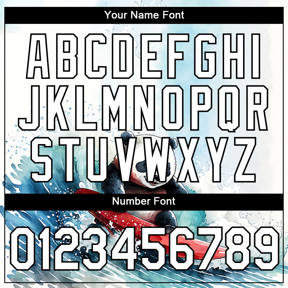 Custom White Black 3D Pattern Design Extreme Sport Cartoon Animal Panda Surfing Performance T-Shirt