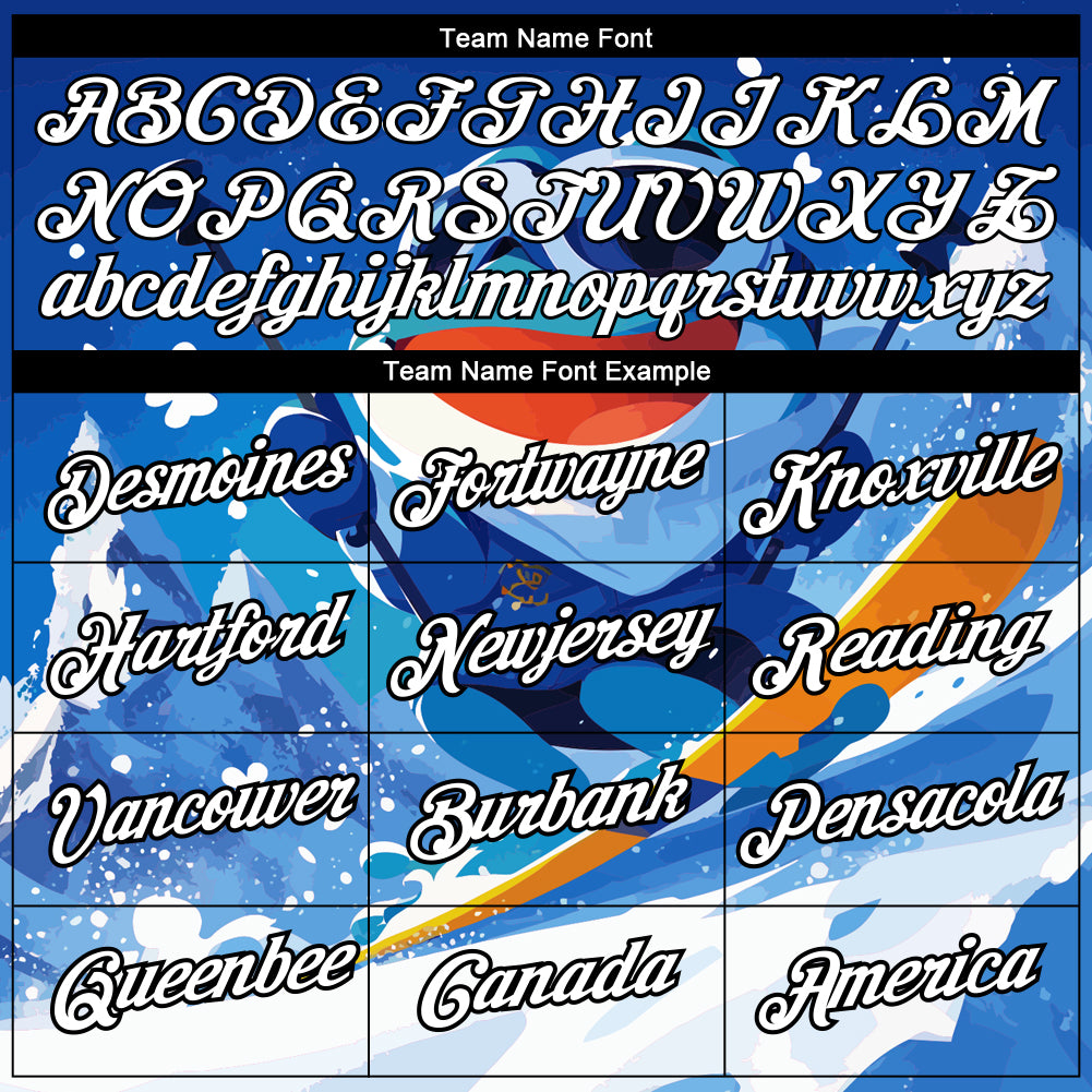 Custom Royal White-Black 3D Pattern Design Extreme Sport Cartoon Animal Frog Skiing Performance T-Shirt