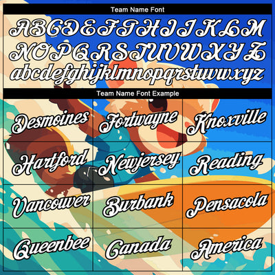 Custom Powder Blue White-Black 3D Pattern Design Extreme Sport Animal Ferret Surfing Performance T-Shirt