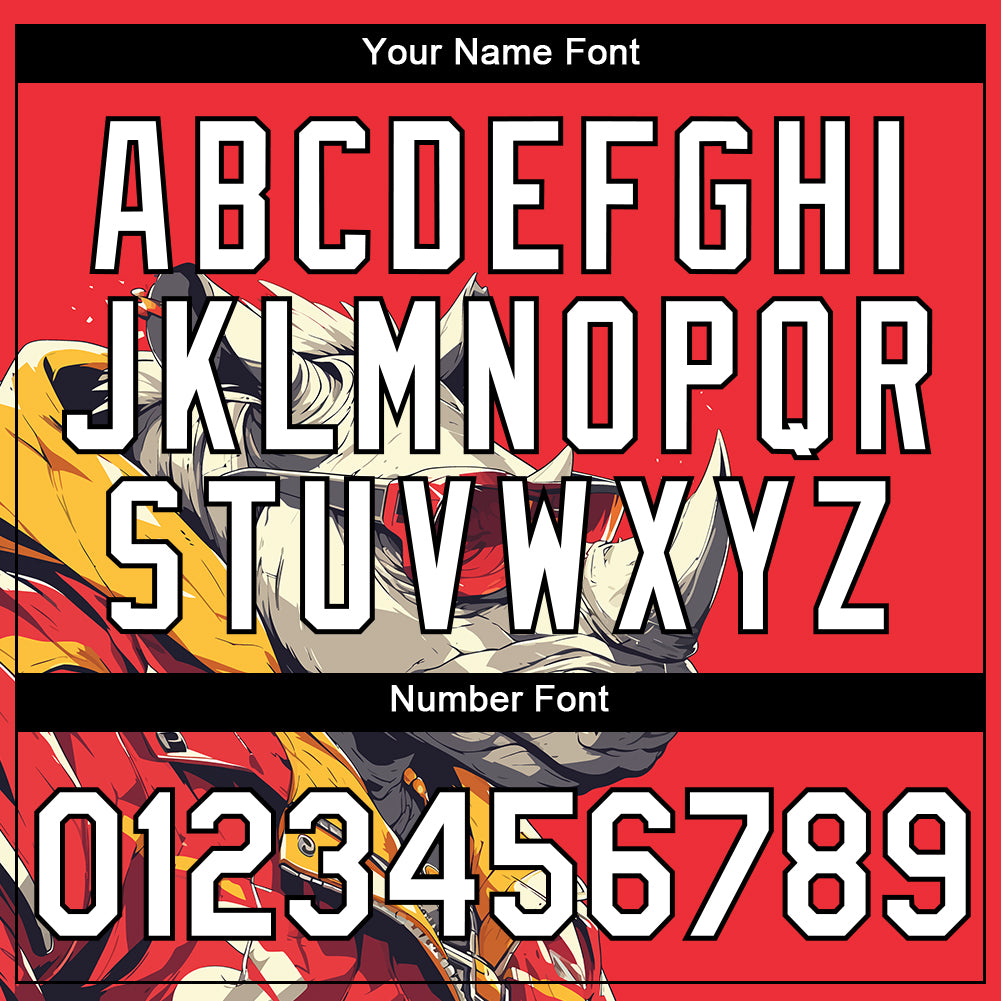 Custom Fire Red White-Black 3D Pattern Design Extreme Sport Cartoon Animal Rhinoceros Ski Instructor Performance T-Shirt