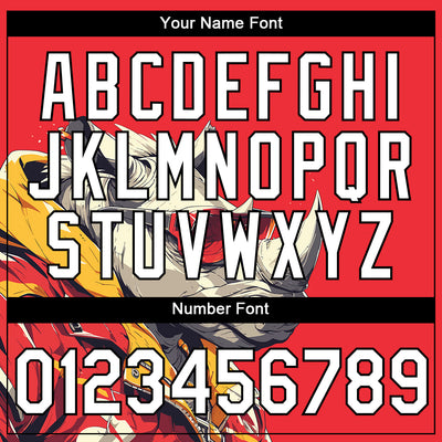 Custom Fire Red White-Black 3D Pattern Design Extreme Sport Cartoon Animal Rhinoceros Ski Instructor Performance T-Shirt