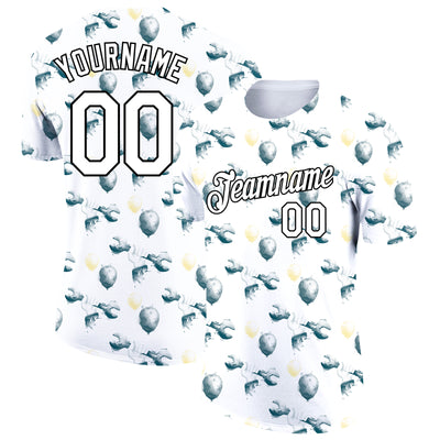 Custom White Black 3D Pattern Design Balloon And Tool Wrench Labor Day Performance T-Shirt