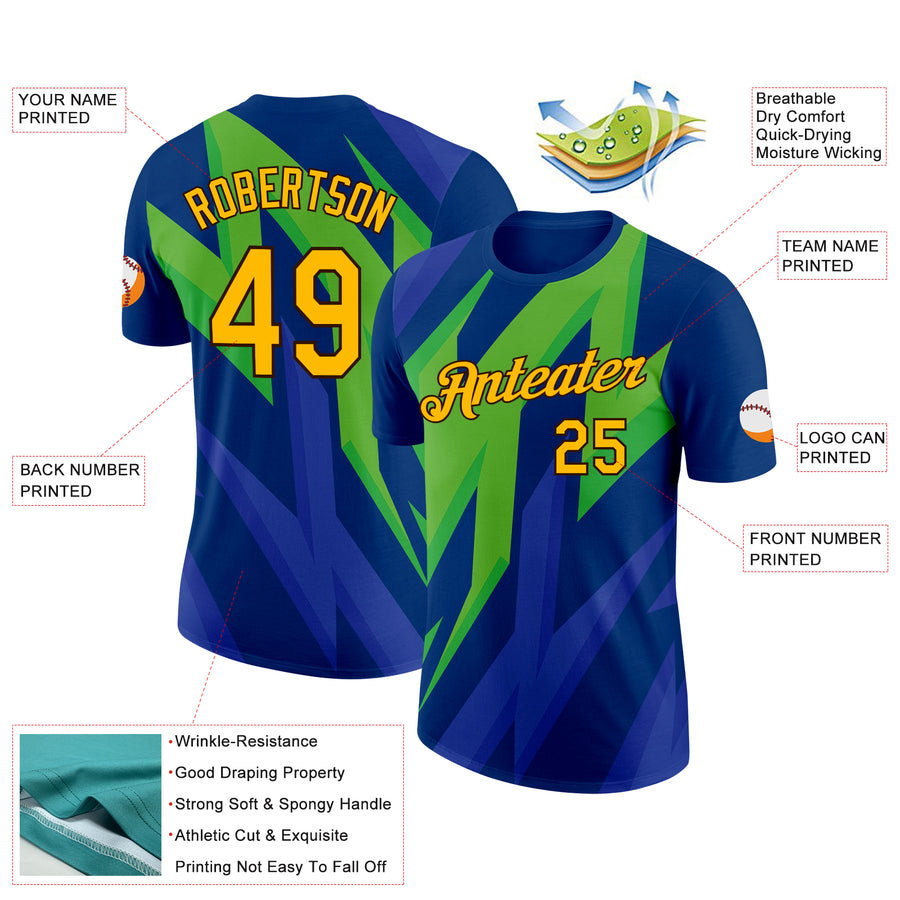 Custom US Navy Blue Gold-Brown 3D Esports Performance T-Shirt