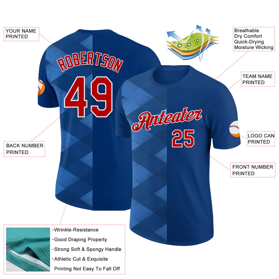 Custom US Navy Blue Red-White 3D Esports Performance T-Shirt