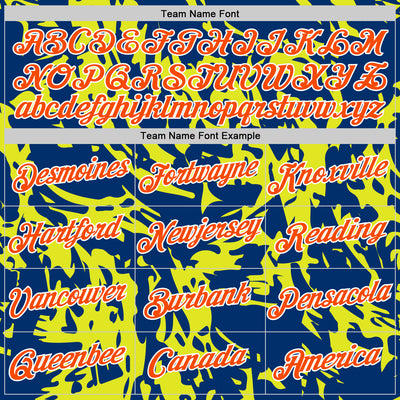 Custom US Navy Blue Orange-Neon Yellow 3D Esports Performance T-Shirt