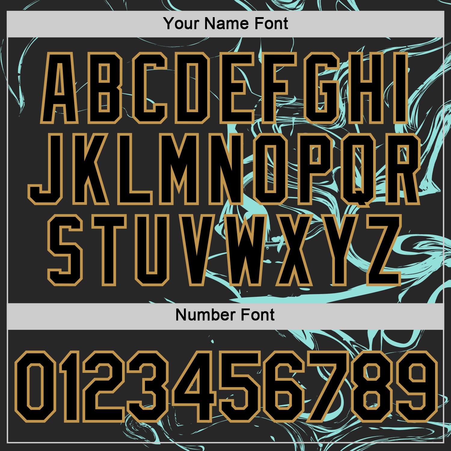 Custom Black Ice Blue-Old Gold 3D Esports Performance T-Shirt