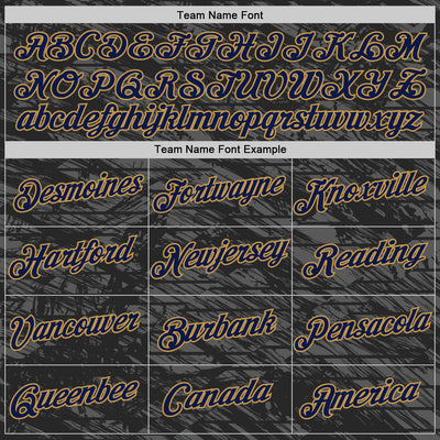 Custom Black Navy-Old Gold 3D Esports Performance T-Shirt