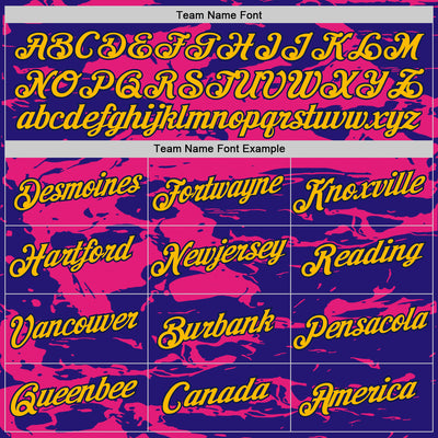 Custom Dark Purple Gold Hot Pink-Navy 3D Esports Performance T-Shirt