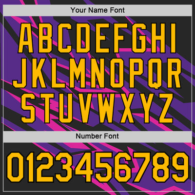 Custom Black Gold Purple-Deep Pink 3D Esports Performance T-Shirt