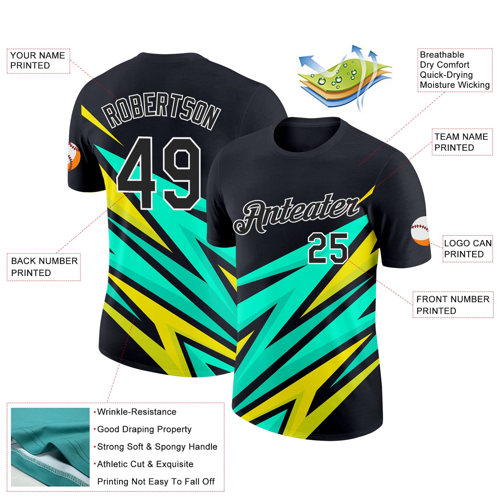 Custom Black Light Yellow-Neon Yellow 3D Esports Performance T-Shirt