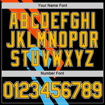 Custom Black Gold Sky Blue-Orange 3D Esports Performance T-Shirt