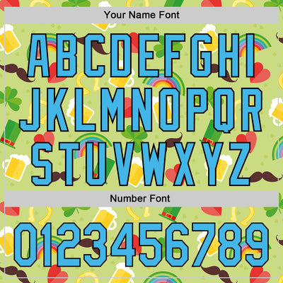 Custom Green Sky Blue-Black 3D St. Patrick's Day Shamrock Beer Authentic Baseball Jersey