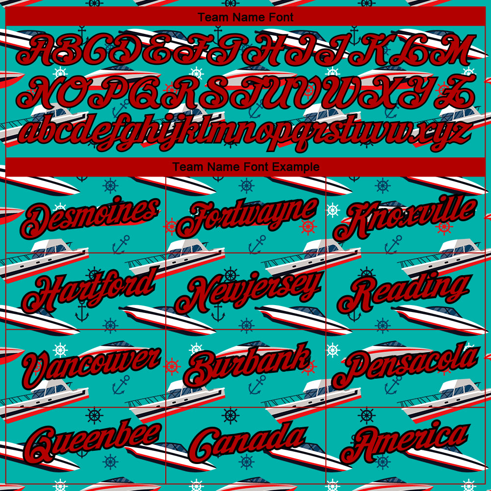 Custom Aqua Red-Black 3D Pattern Design Sailing Cruise Ship Columbus Day Performance T-Shirt