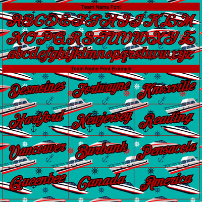 Custom Aqua Red-Black 3D Pattern Design Sailing Cruise Ship Columbus Day Performance T-Shirt