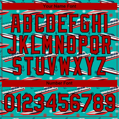 Custom Aqua Red-Black 3D Pattern Design Sailing Cruise Ship Columbus Day Performance T-Shirt