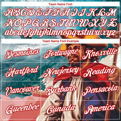 Custom Shadow Blue White-Red 3D Pattern Design Sailing Ship Columbus Day Performance T-Shirt