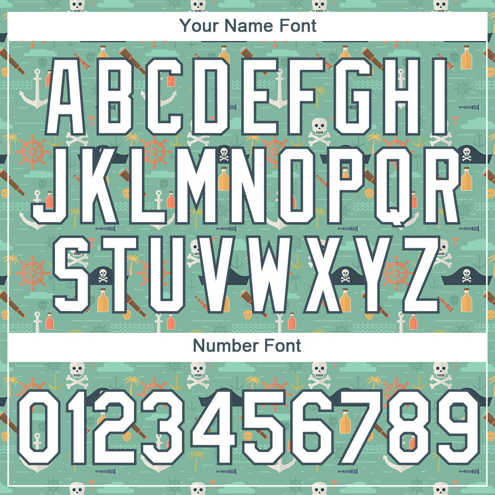 Custom Ice Blue White-Midnight Green 3D Pattern Design Sailing Ship Wheel Anchor Columbus Day Performance T-Shirt