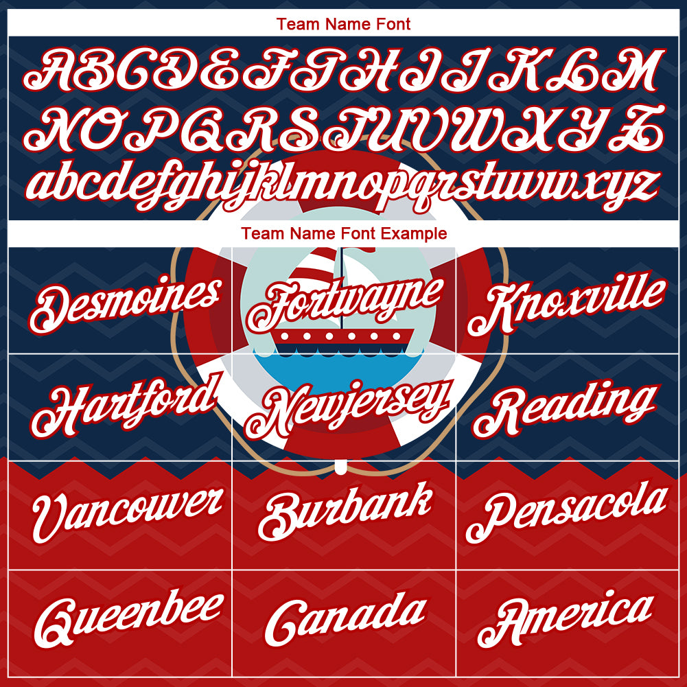 Custom Navy White-Red 3D Pattern Design Sailing Ship Columbus Day Performance T-Shirt