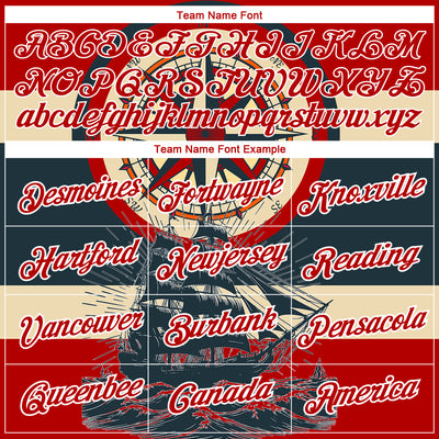 Custom Red White 3D Pattern Design Sailing Ship Compass Columbus Day Performance T-Shirt