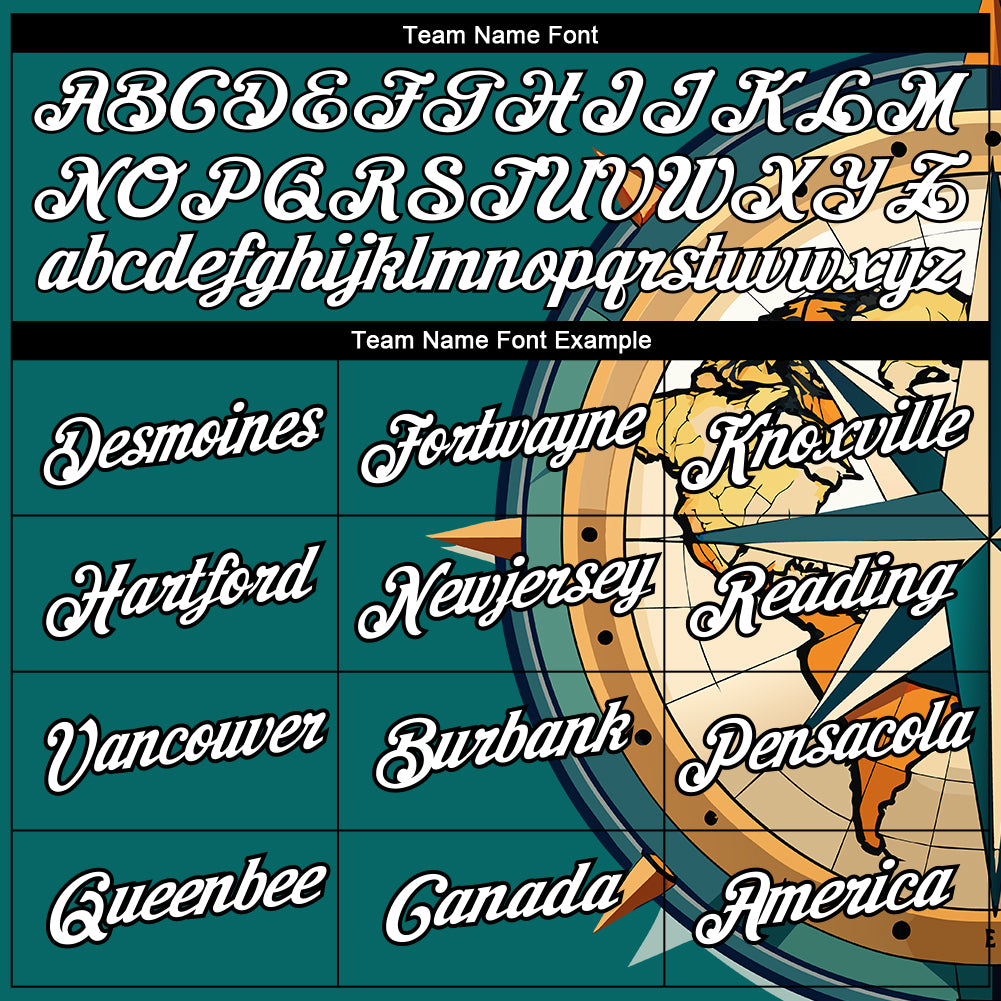 Custom Teal White-Black 3D Pattern Design Sailing Ship Compass Columbus Day Performance T-Shirt