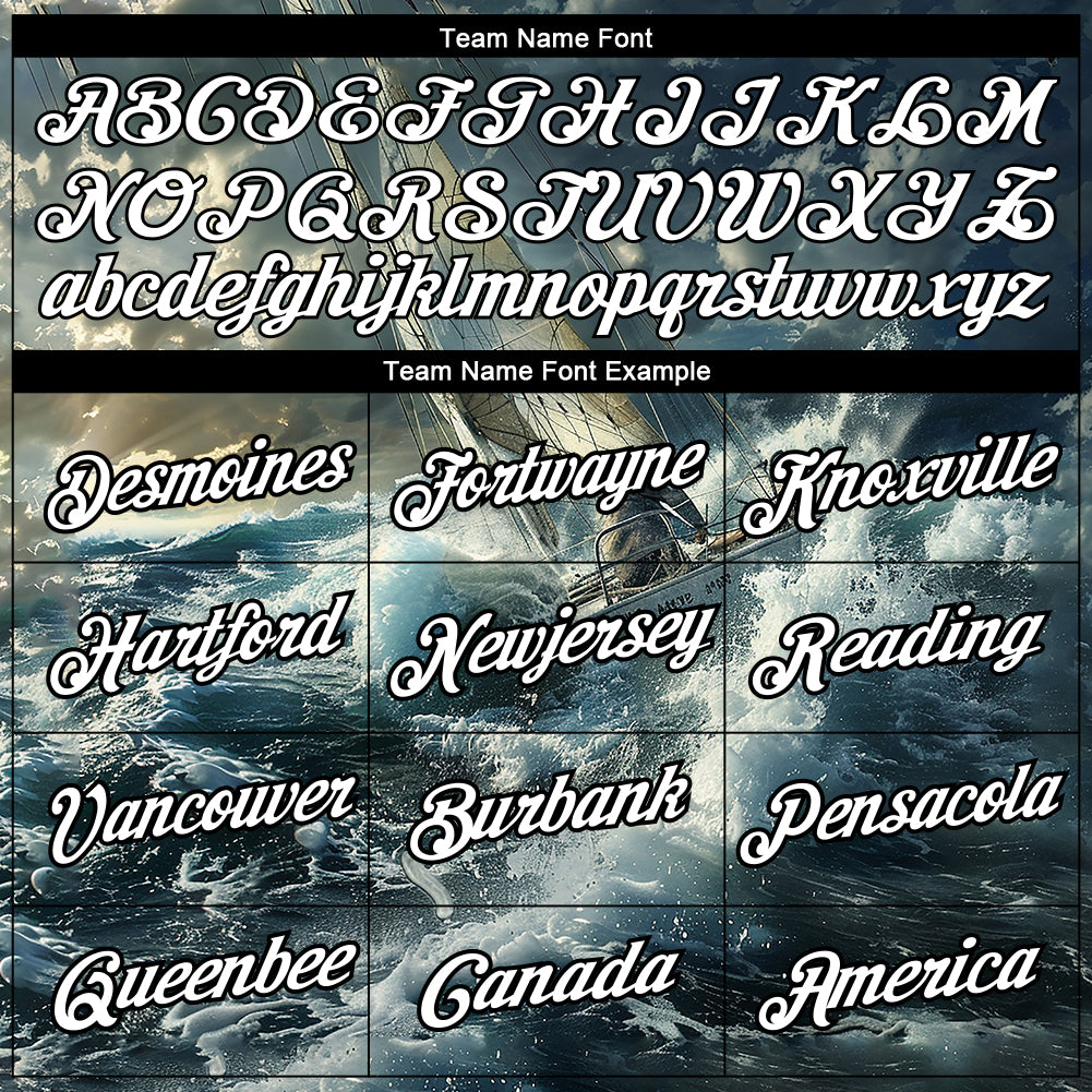 Custom Navy White-Black 3D Pattern Design Sailing Ship Columbus Day Performance T-Shirt