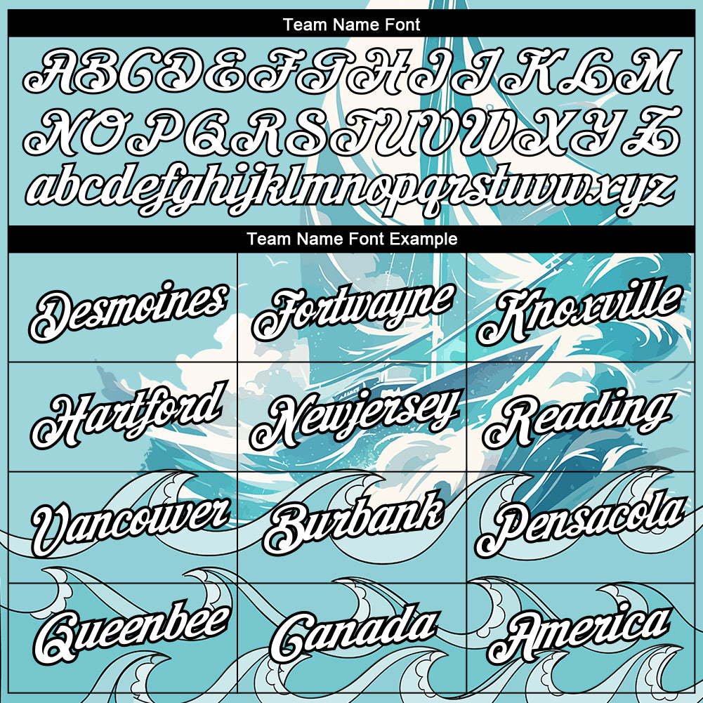 Custom Ice Blue White-Black 3D Pattern Design Sailing Ship Columbus Day Performance T-Shirt