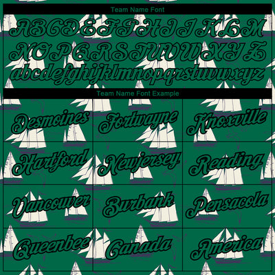 Custom Kelly Green Black 3D Pattern Design Sailing Ship Columbus Day Performance T-Shirt