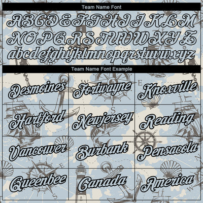 Custom Silver Black 3D Pattern Design Sailing Ship Wheel Compass Columbus Day Performance T-Shirt