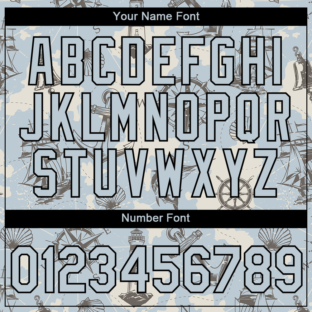 Custom Silver Black 3D Pattern Design Sailing Ship Wheel Compass Columbus Day Performance T-Shirt