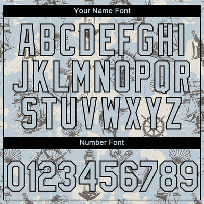 Custom Silver Black 3D Pattern Design Sailing Ship Wheel Compass Columbus Day Performance T-Shirt