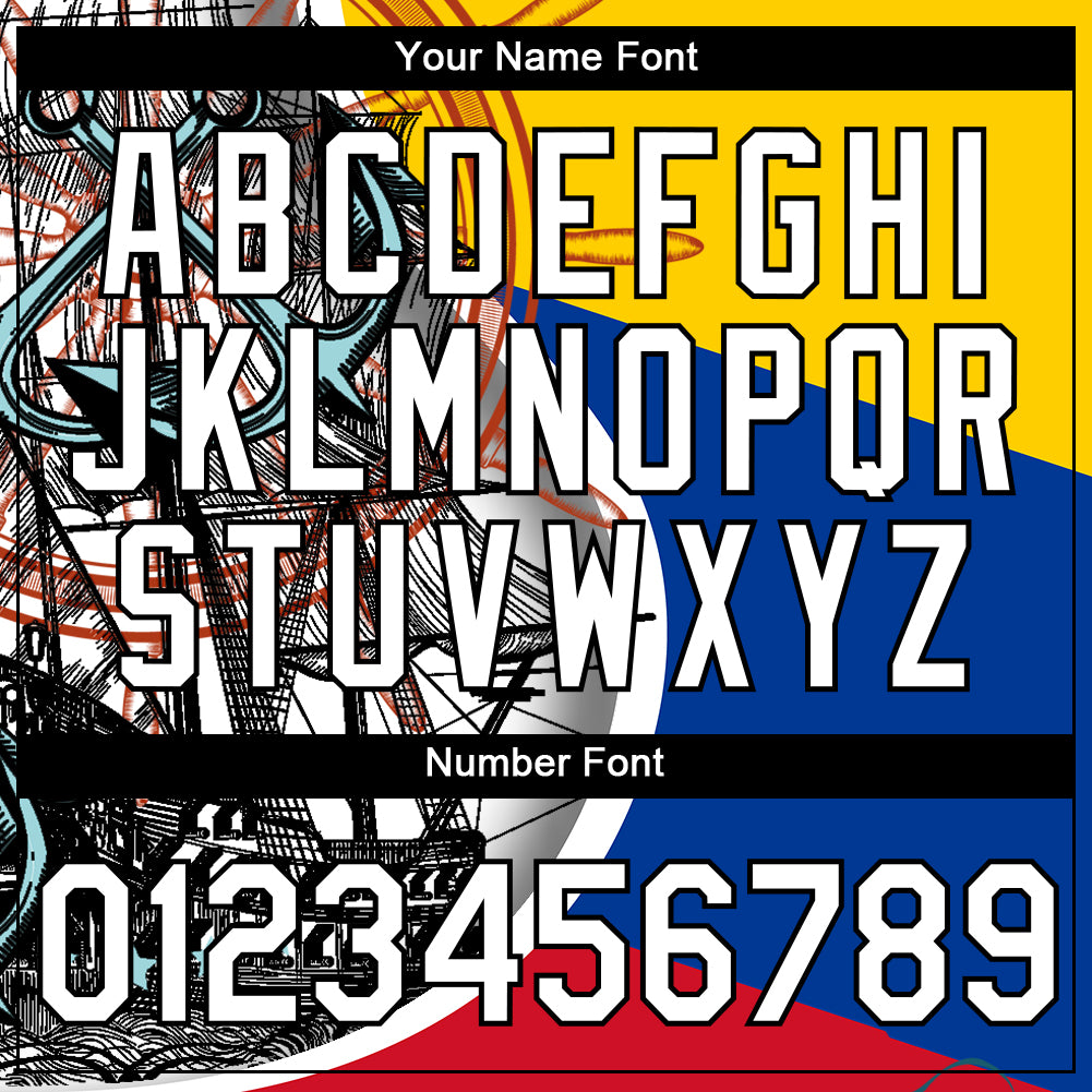 Custom Gold Royal Red-Black 3D Pattern Design Sailing Ship Columbus Day Colombian Flag Performance T-Shirt