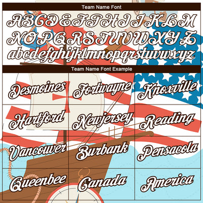 Custom City Cream White-Brown 3D Pattern Design Sailing Ship Compass Columbus Day Performance T-Shirt