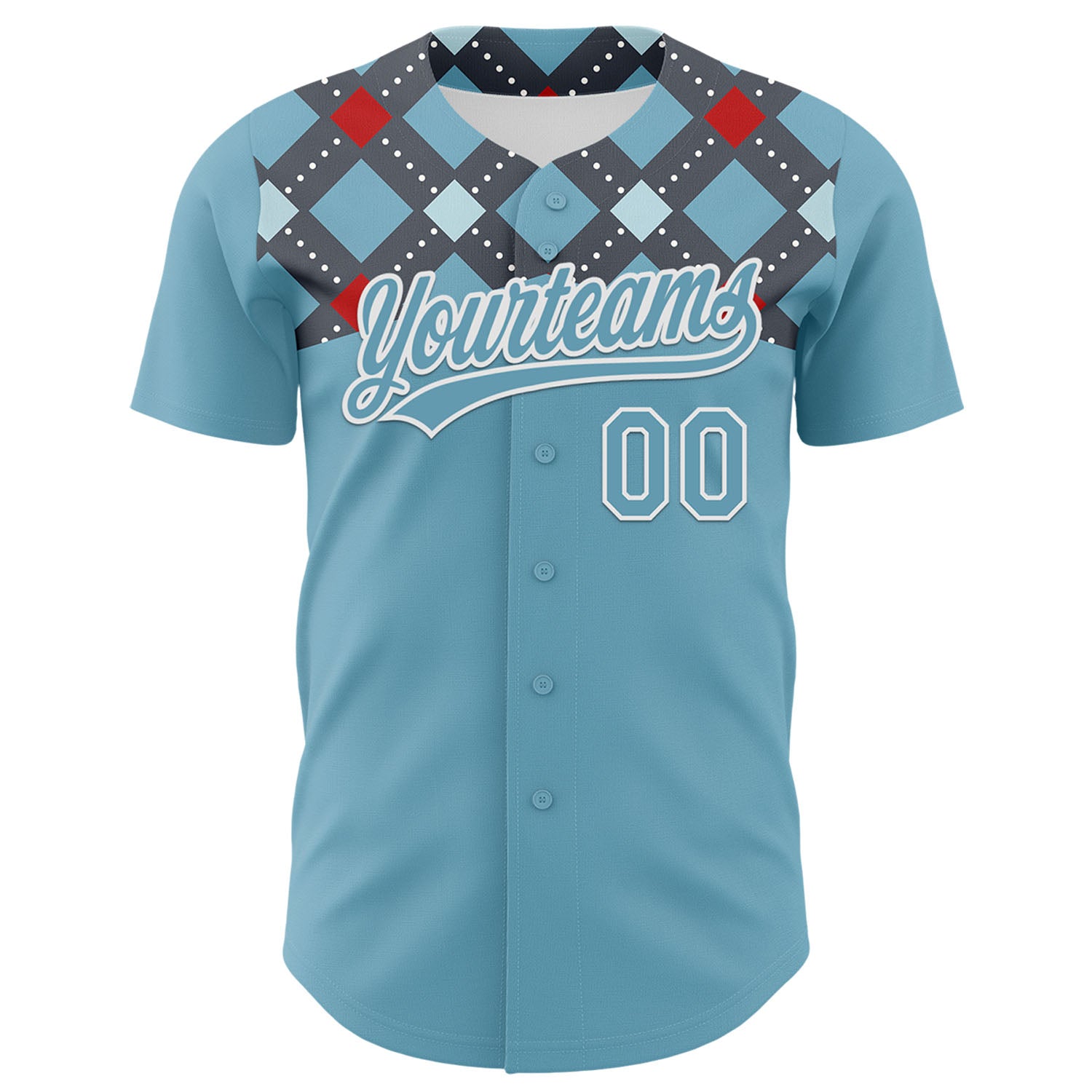 Custom Shadow Blue White 3D Pattern Design Father's Day Mustache Authentic Baseball Jersey