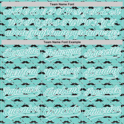 Custom Ice Blue White 3D Pattern Design Father's Day Mustache Authentic Baseball Jersey