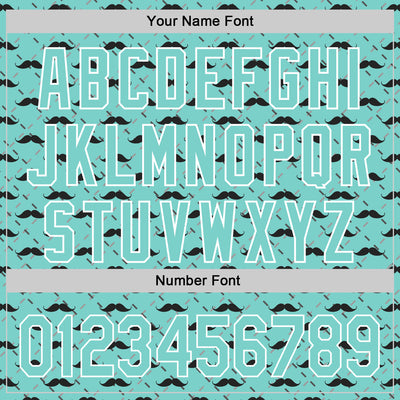 Custom Ice Blue White 3D Pattern Design Father's Day Mustache Authentic Baseball Jersey