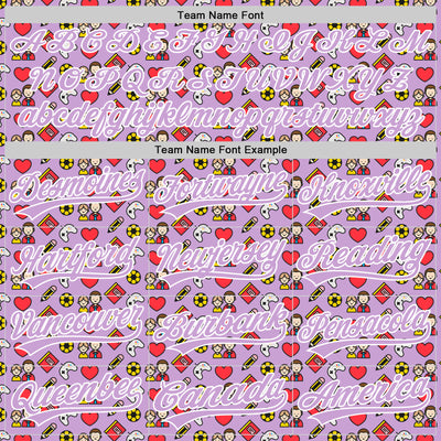 Custom Light Purple White 3D Pattern Design Father's Day Family Love Authentic Baseball Jersey