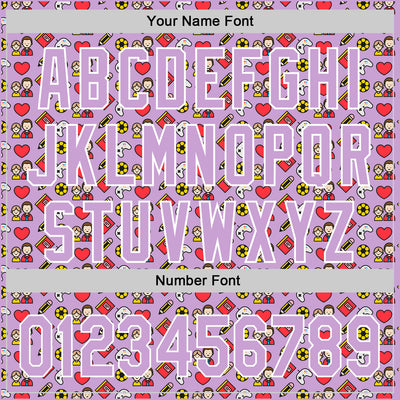 Custom Light Purple White 3D Pattern Design Father's Day Family Love Authentic Baseball Jersey